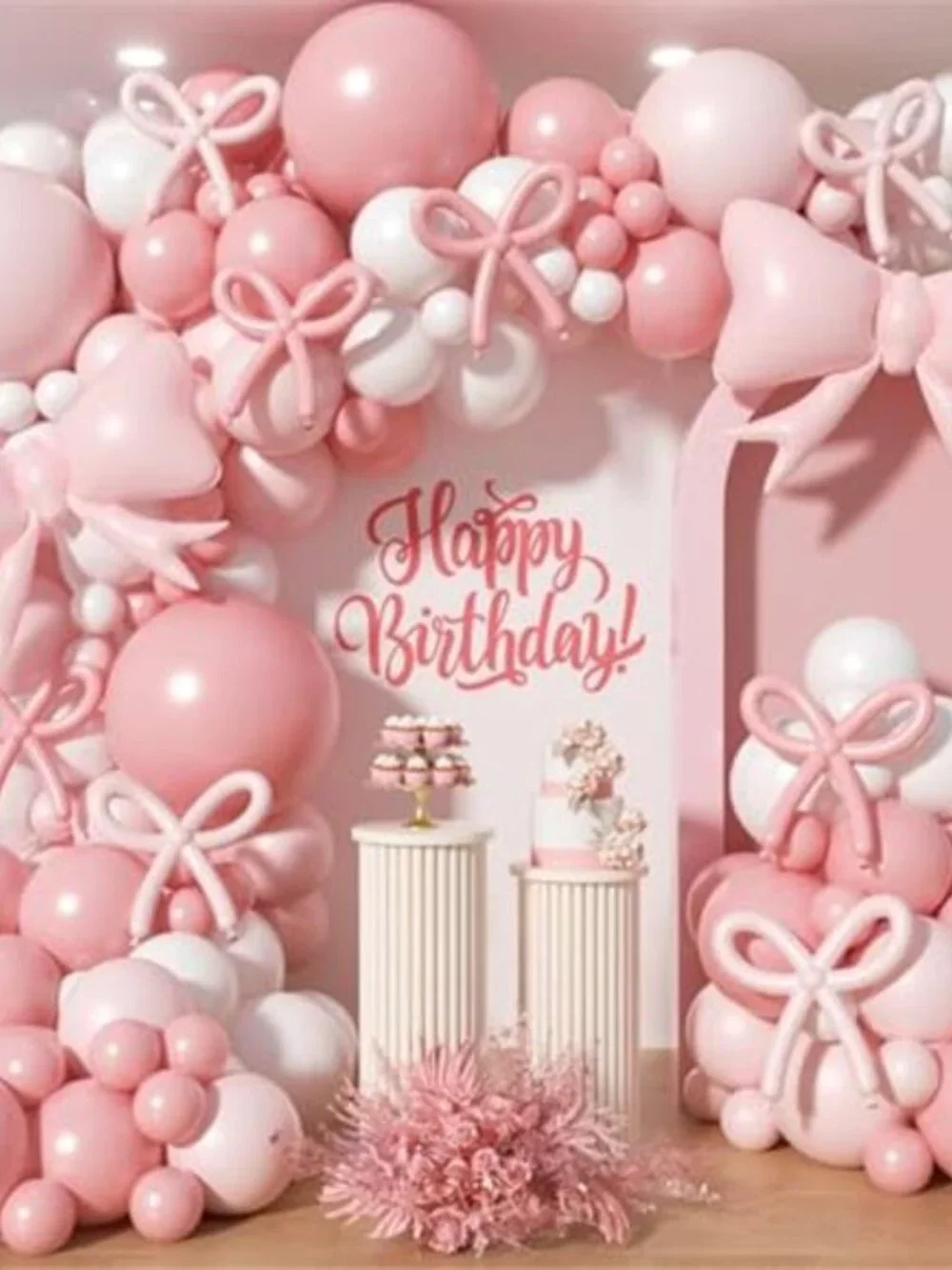 Pink Balloon Arch Kit Bow Garland Birthday Baby Shower Party Decoration Set